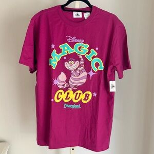 Disney Pink Cheshire Cat Magic Club Tee Magenta, Adult Medium, NWT